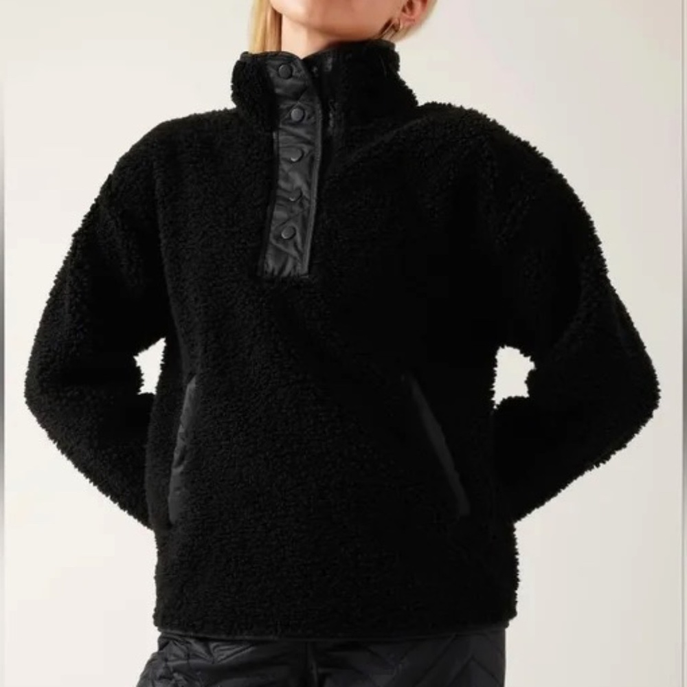 ATHLETA Cozy Sherpa Snap Sweatshirt Size L